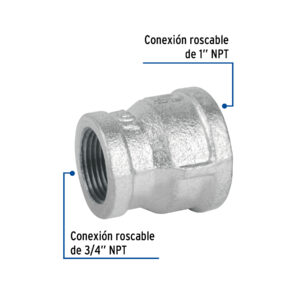 Reducción campana acero galvanizado 1' x 3/4', FOSET - Imagen 3