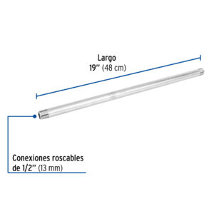 Niple de acero galvanizado 1/2' x 19', FOSET - Imagen 3
