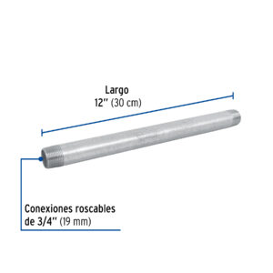 Niple de acero galvanizado 3/4 x 12', FOSET - Imagen 3
