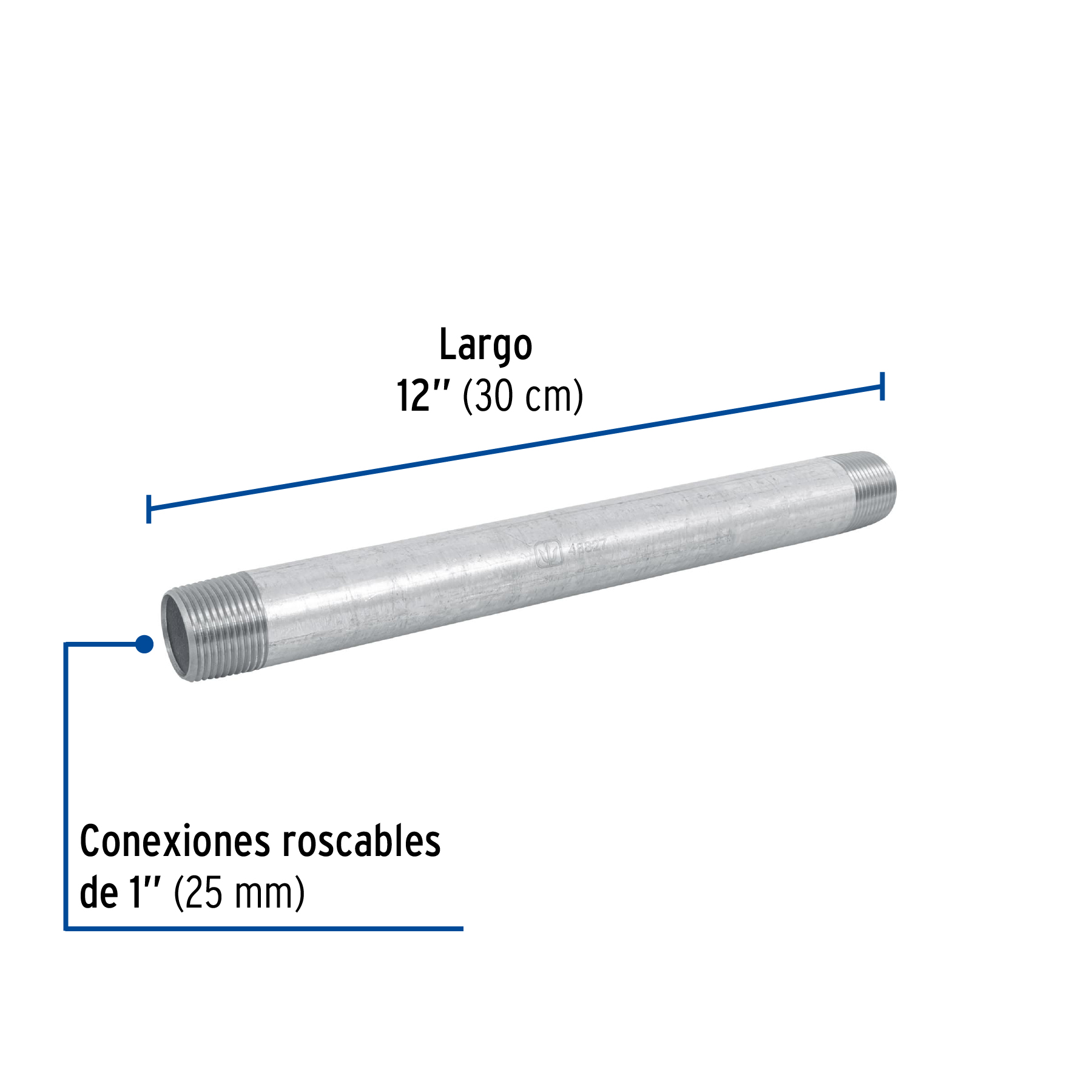 Niple de acero galvanizado 1 x 12', FOSET - Imagen 3