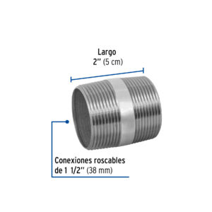 Niple de acero galvanizado 1-1/2 x 2', FOSET - Imagen 3