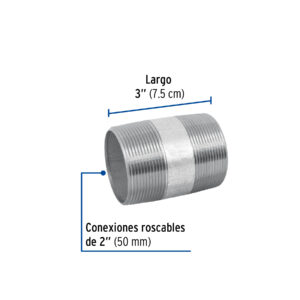 Niple de acero galvanizado 2 x 3', FOSET - Imagen 3