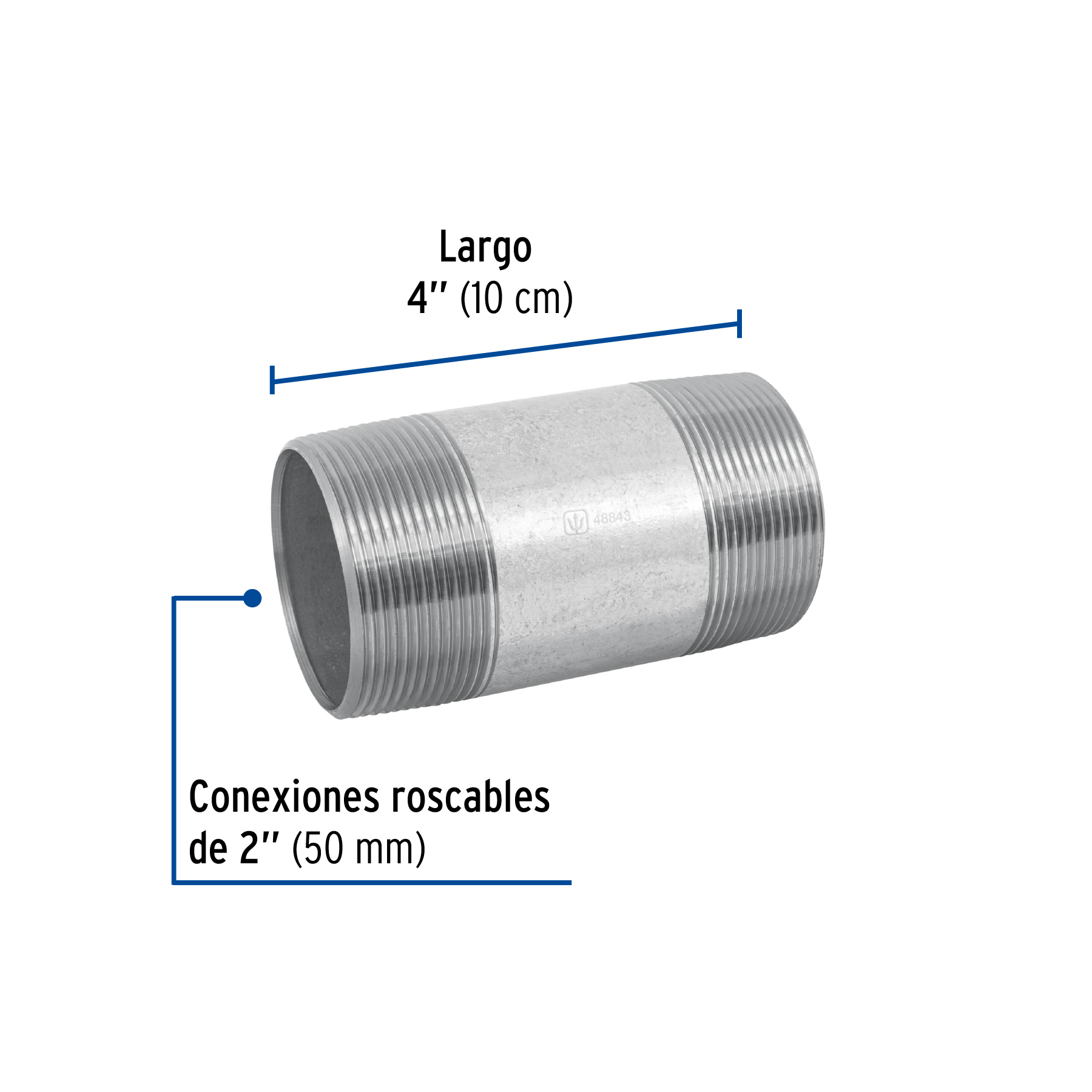 Niple de acero galvanizado, 2 x 4', FOSET - Imagen 3