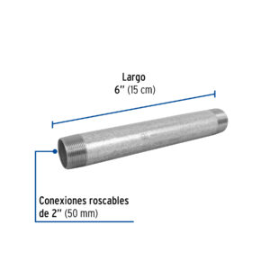 Niple de acero galvanizado 2 x 6', FOSET - Imagen 3