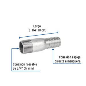 Niple de acero galvanizado 3/4' tipo botella, FOSET - Imagen 3