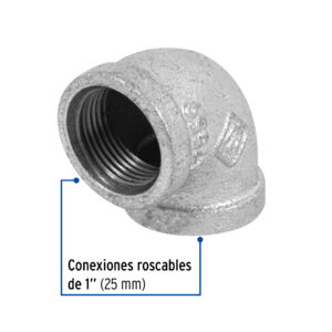Codo 90° acero galvanizado de 1', FOSET - Imagen 3