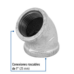 Codo 45° acero galvanizado de 1', FOSET - Imagen 3