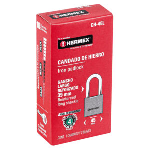 Candado de hierro 45 mm, gancho largo en caja, HERMEX - Imagen 7