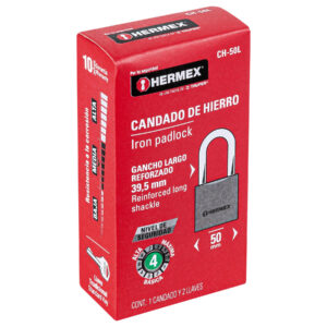 Candado de hierro 50 mm, gancho largo en caja, HERMEX - Imagen 7