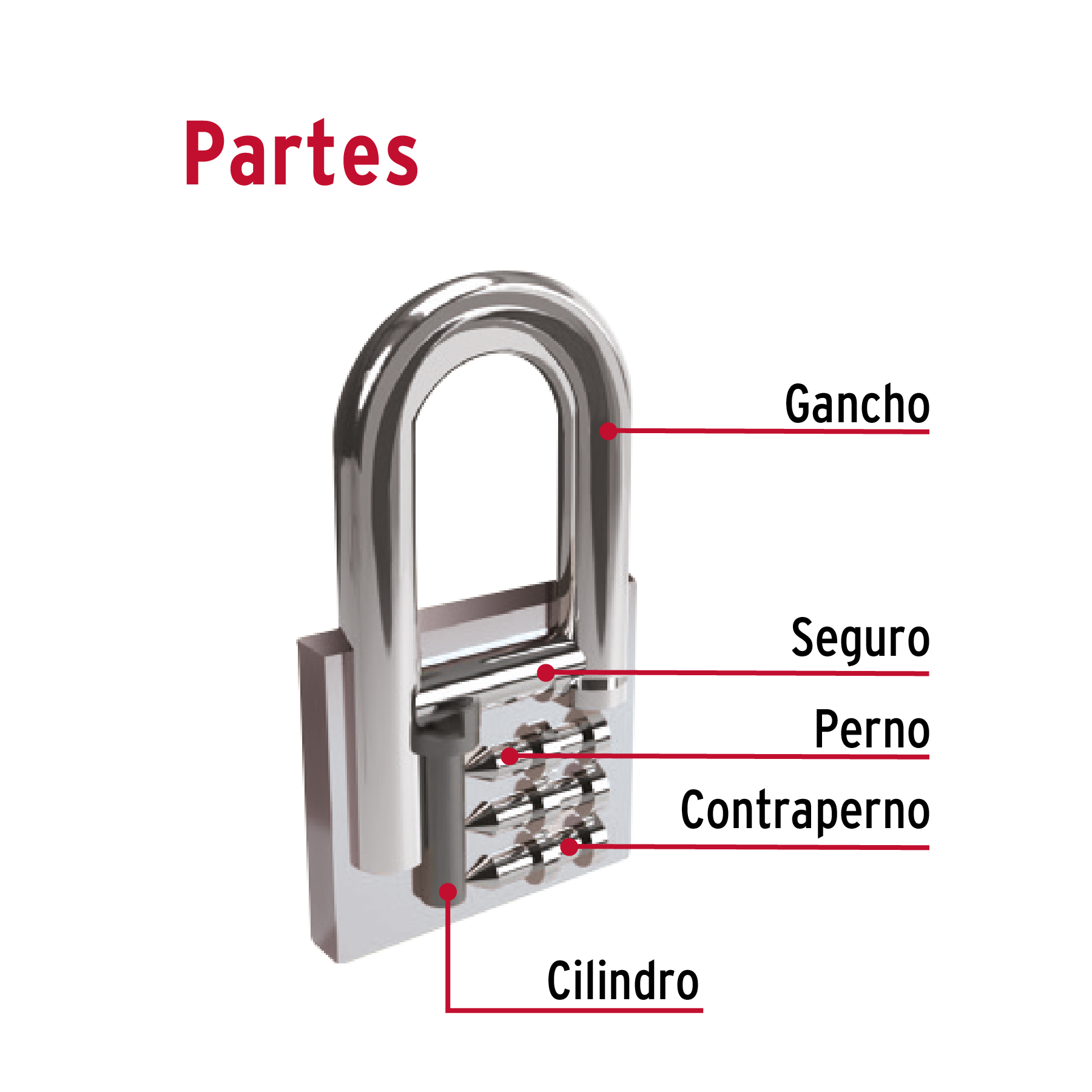 Candado de hierro 63 mm, gancho corto en caja, HERMEX - Imagen 6