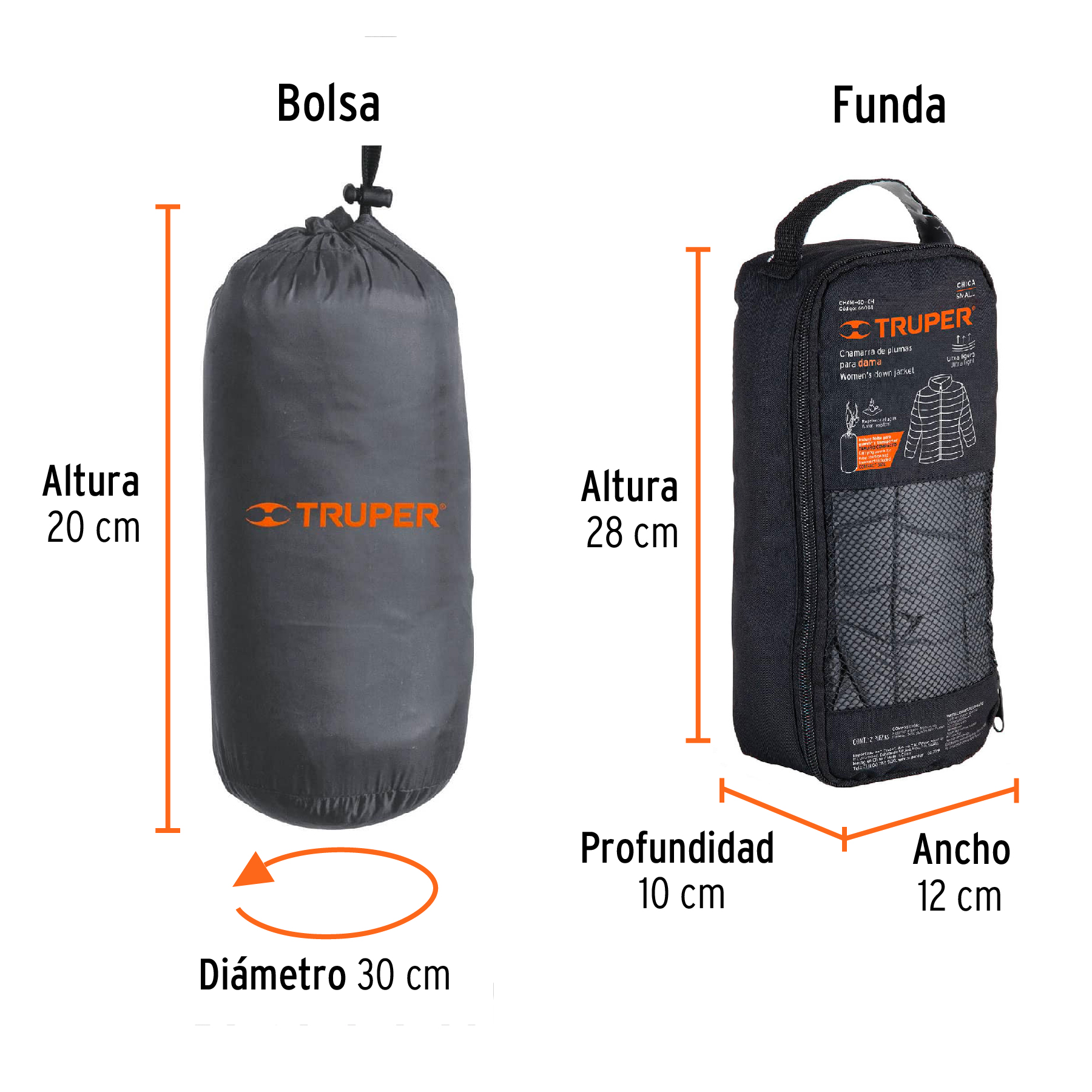 Chamarra de plumas ligera para mujer, gris, CH, TRUPER - Imagen 3