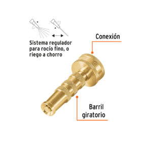 Chiflón 3' de latón maquinado para manguera, TRUPER - Imagen 3