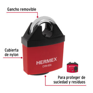 Candado de hierro 65 mm, gancho protegido, llave de disco - Imagen 5