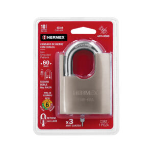 Candado de hierro 60 mm con coraza, llave de disco, HERMEX - Imagen 7