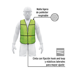Chaleco de seguridad, uso de día, verde, PRETUL - Imagen 3
