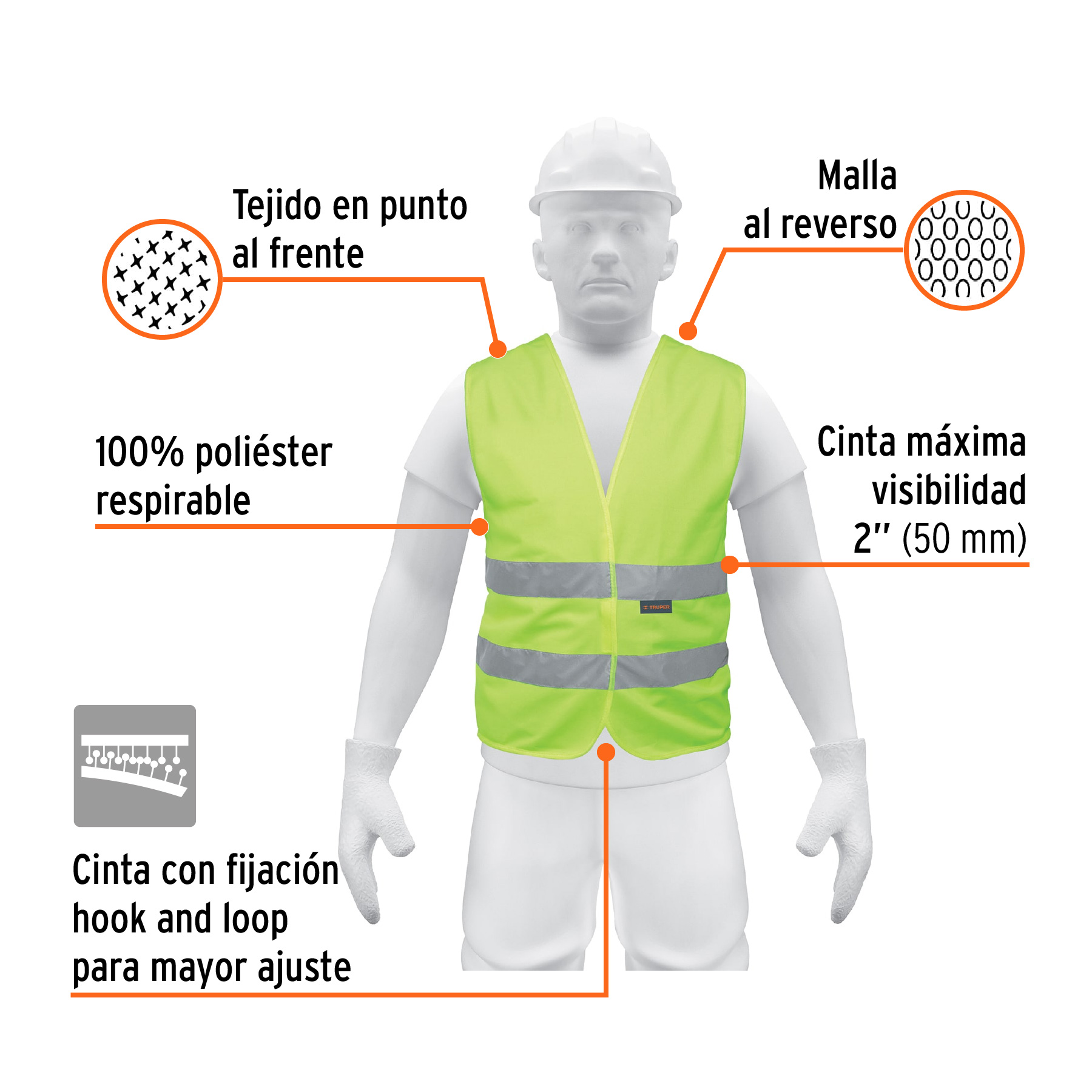 Chaleco de seguridad verde con cintas de alta visibilidad - Imagen 3