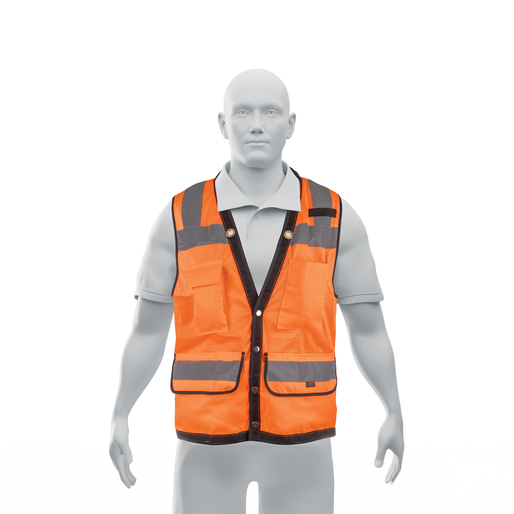 Chaleco seguridad reforzado naranja con bolsas, M, EXPERT - Imagen 2