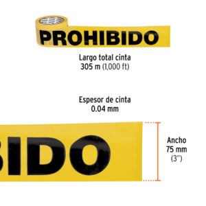 Rollo de 305 m de cinta delimitadora 'Prohibido', TRUPER - Imagen 3