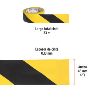 Rollo de 33 m de cinta delimitadora amarilla / negro, TRUPER - Imagen 3