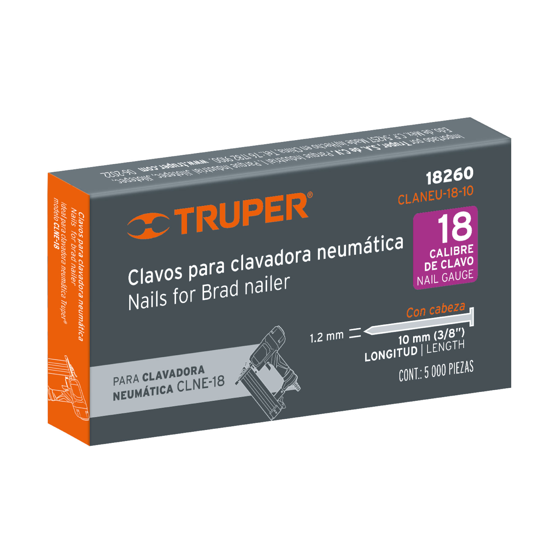 Caja con 5000 clavos calibre 18, 10 mm para CLNE-18, TRUPER - Imagen 6