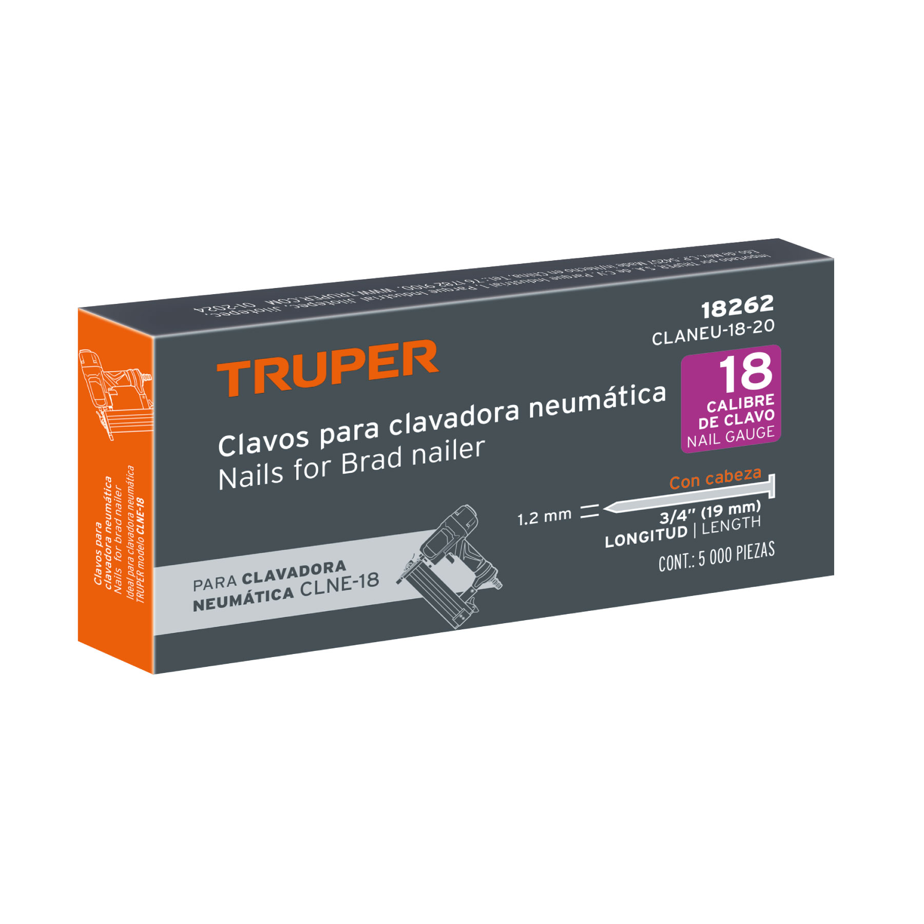 Caja con 5000 clavos calibre 18, 20 mm para CLNE-18, TRUPER - Imagen 6