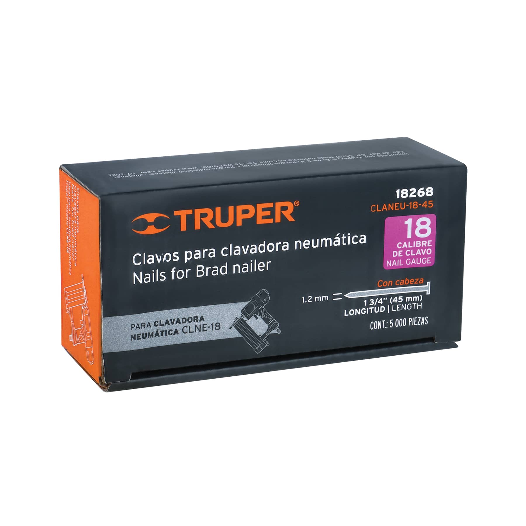 Caja con 5000 clavos calibre 18, 45 mm para CLNE-18, TRUPER - Imagen 6