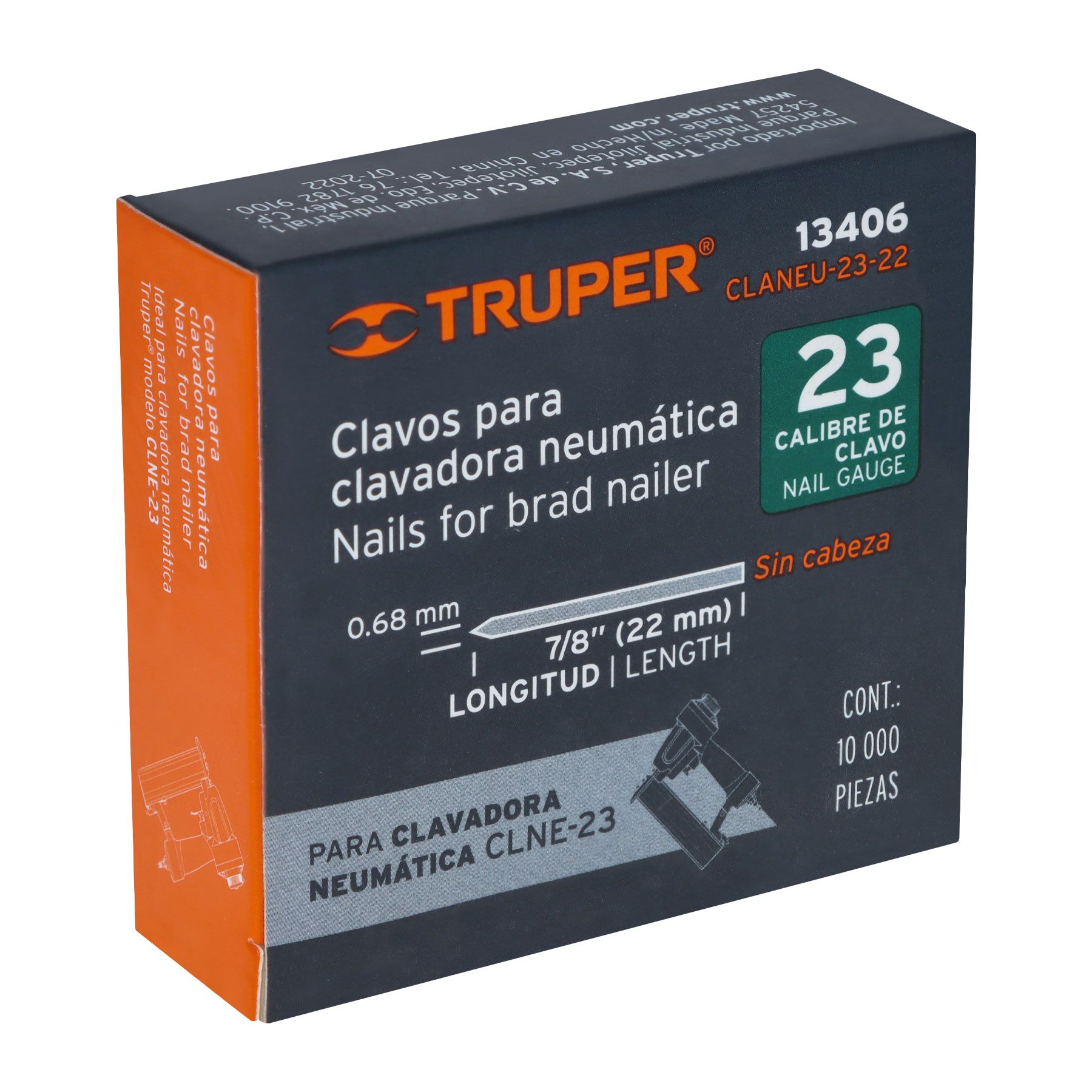 Caja con 10000 clavos calibre 23, 22 mm para CLNE-23, TRUPER - Imagen 6