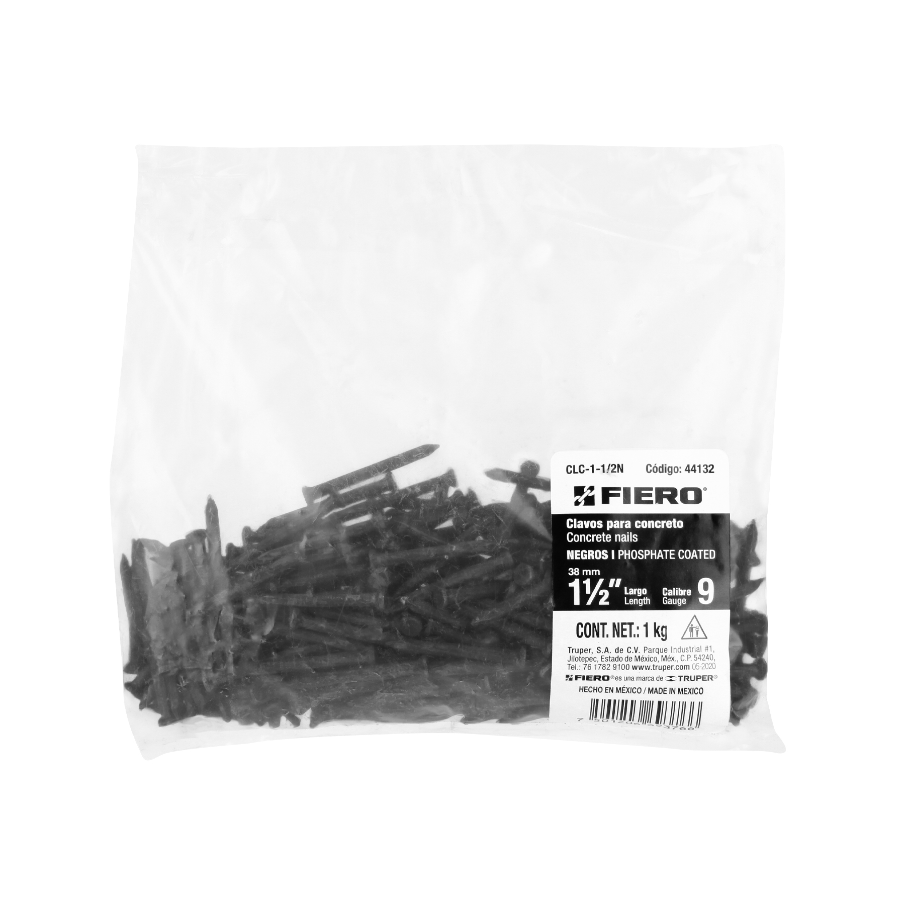 Bolsa con 1 kg de clavos para concreto negros 1-1/2', FIERO - Imagen 4