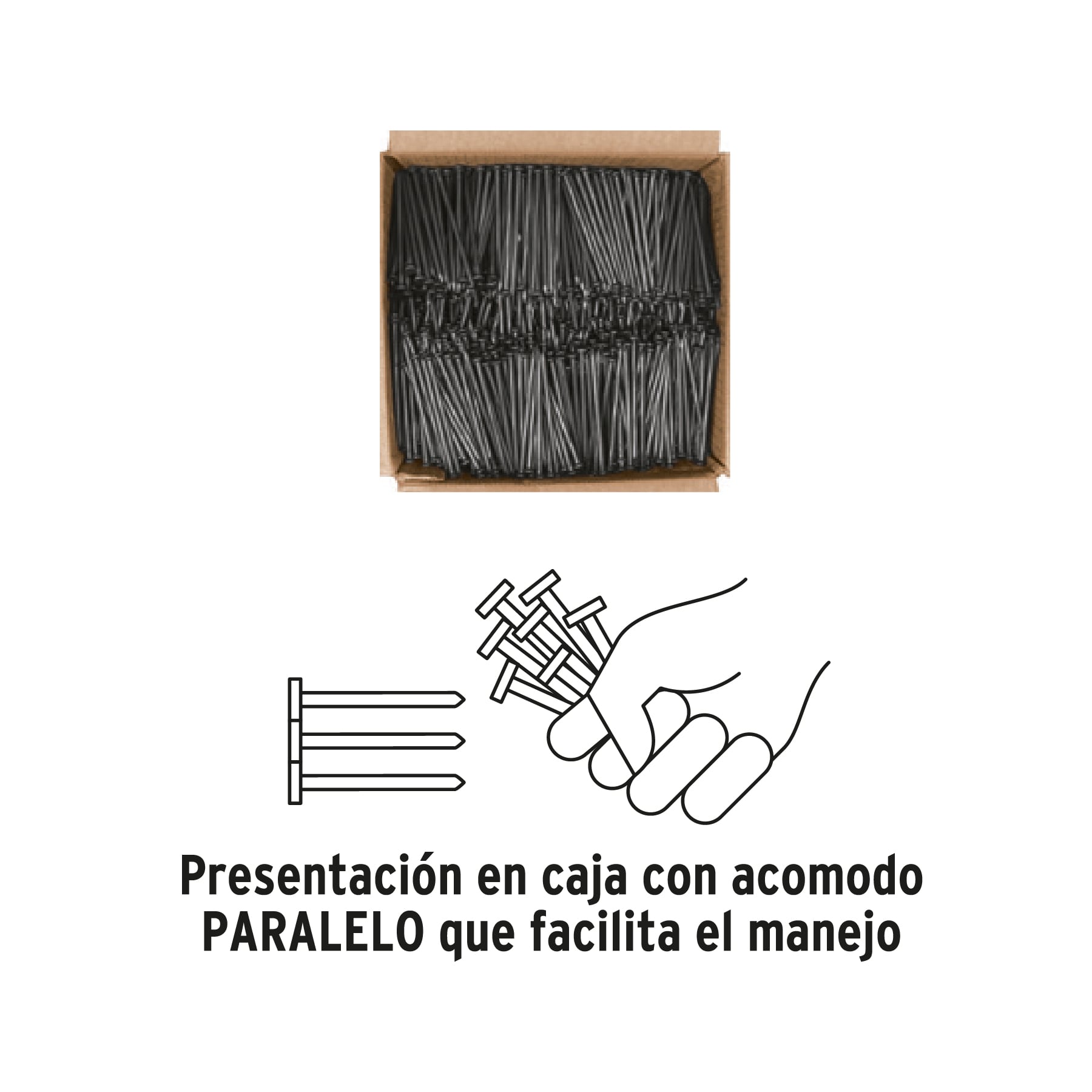 Kilo de clavos para concreto 3-1/2' negros, caja de 25 kg - Imagen 3