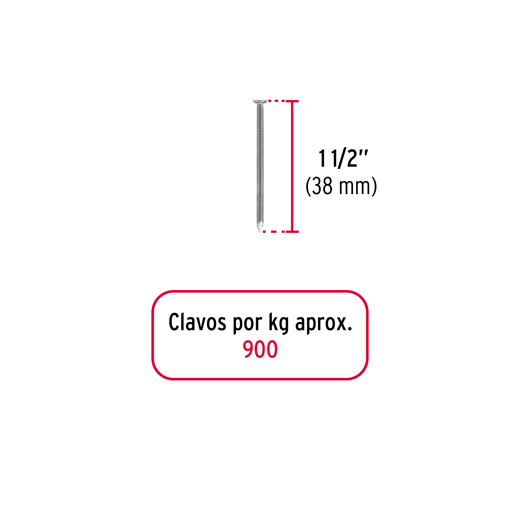 Bolsa con 1 kg de clavo estándar 1-1/2' con cabeza, FIERO - Imagen 3