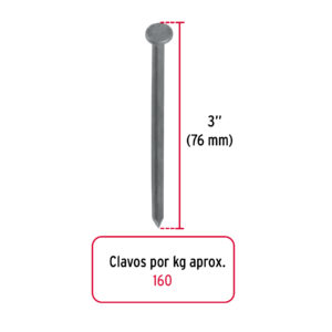 Kilo de clavo estándar 3' con cabeza en caja de 10 kg, FIERO - Imagen 3