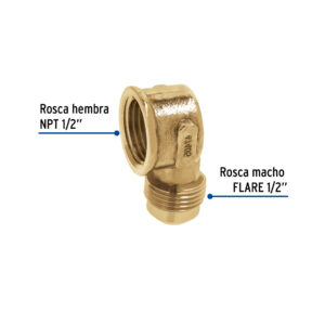Codo para estufa a 90° de latón de 1/2 x 1/2', FOSET - Imagen 3