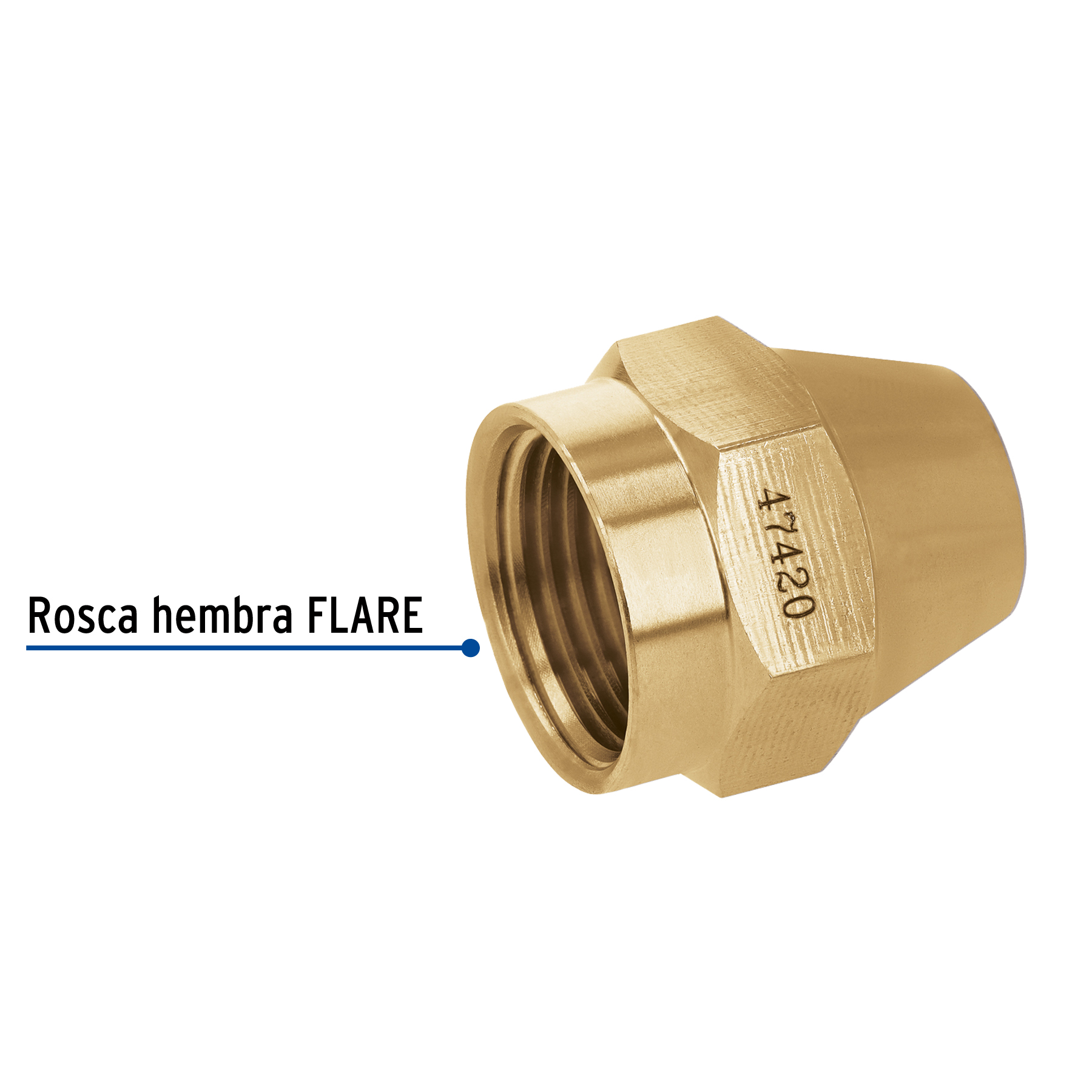 Tuerca cónica de latón 1/2', FOSET - Imagen 3