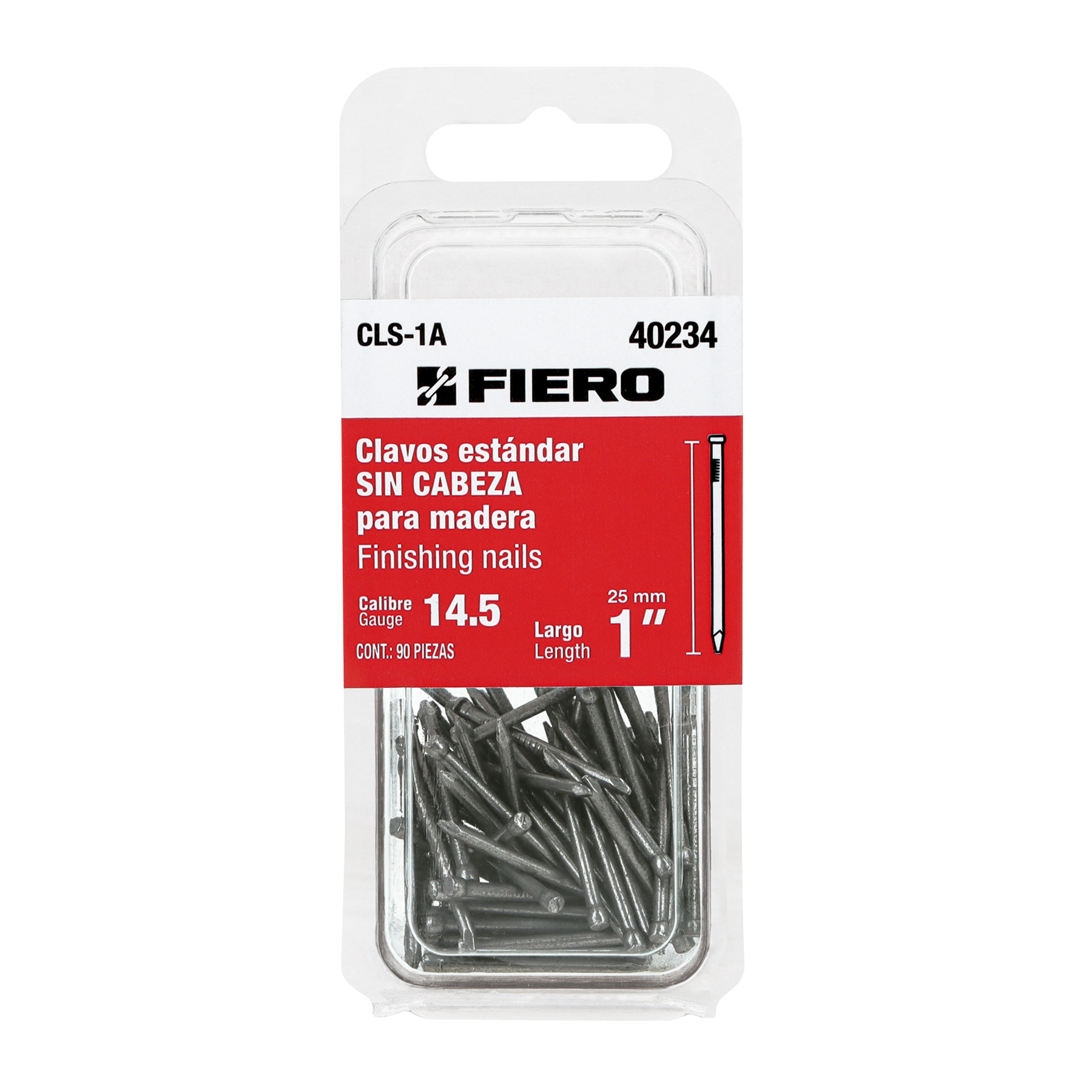 Blíster con 90 clavos estándar 1' sin cabeza, FIERO - Imagen 2