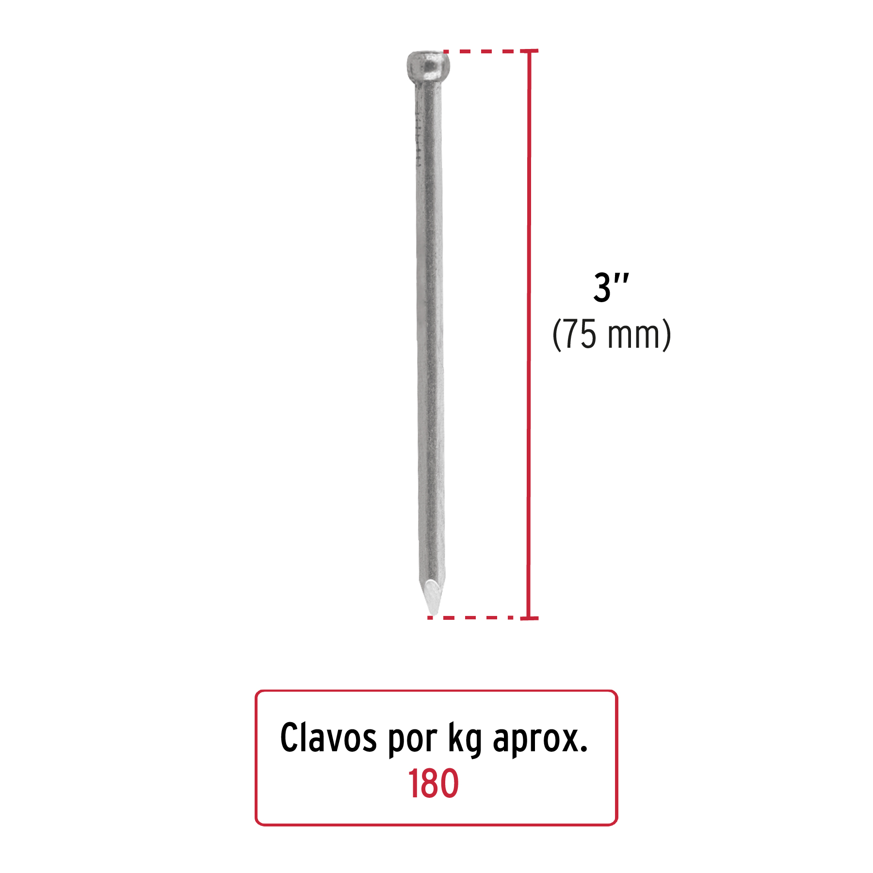 Bolsa con 1 kg de clavo estándar 3' sin cabeza, FIERO - Imagen 3