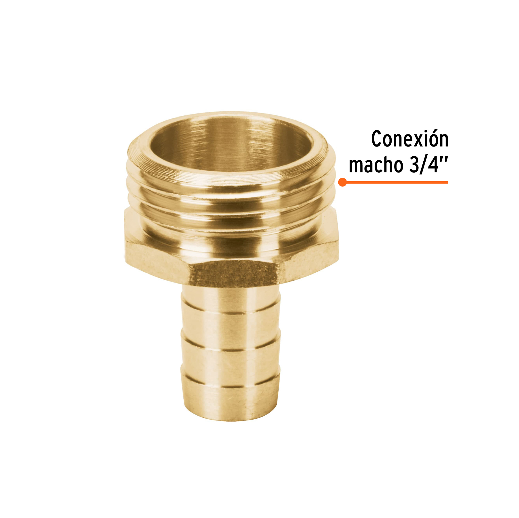 Conector 1/2' macho de latón sólido para manguera, TRUPER - Imagen 3