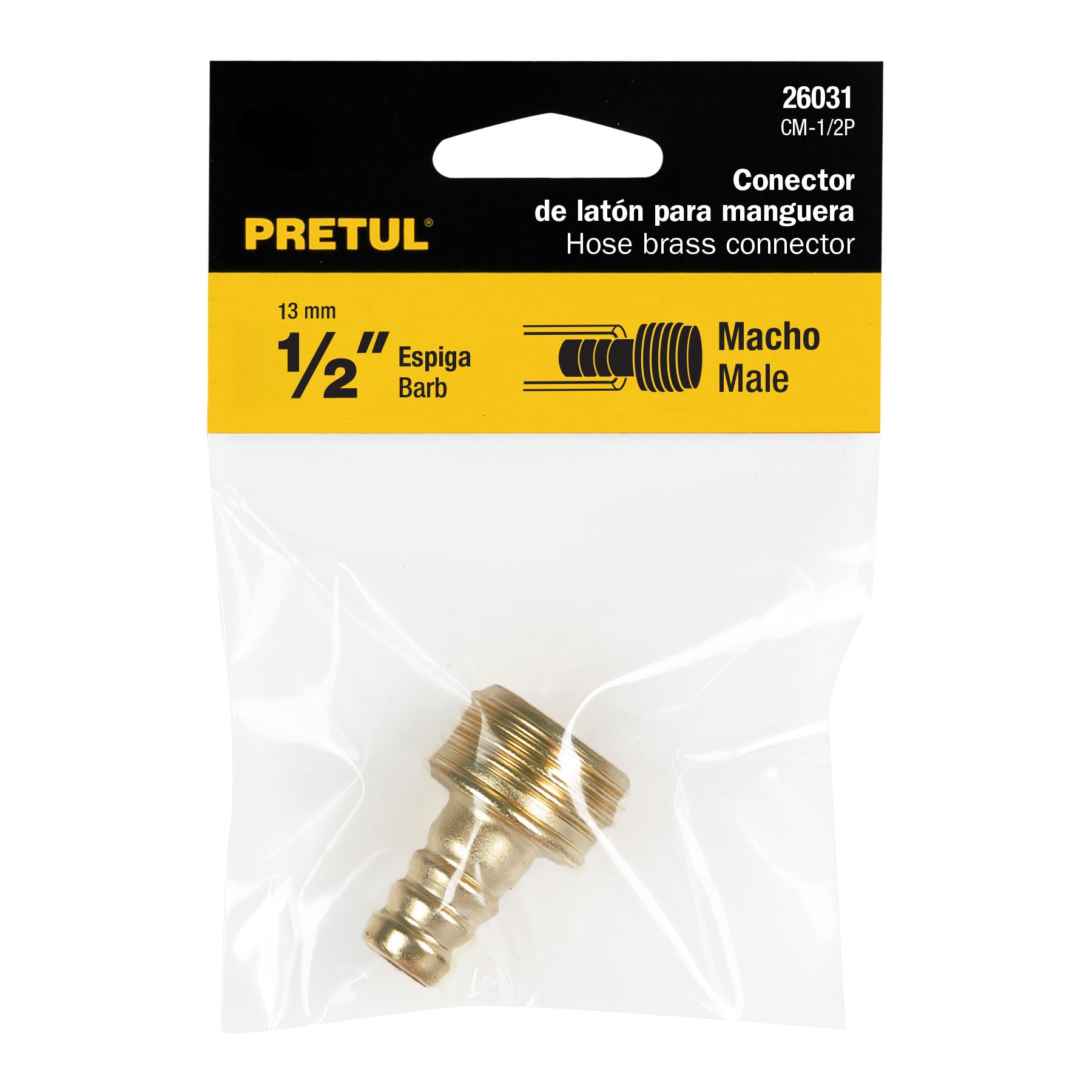 Conector 1/2' macho de latón laminado, PRETUL - Imagen 4