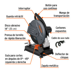 Tronzadora / cortadora de metales 14', mango recto, 2200 W - Imagen 5