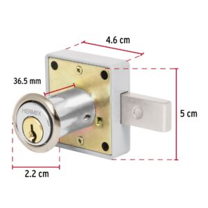 Cerradura para mueble, modelo 25, cromo, HERMEX - Imagen 4