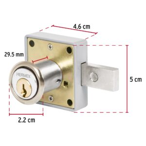 Cerradura para mueble, modelo 26, cromo, HERMEX - Imagen 4