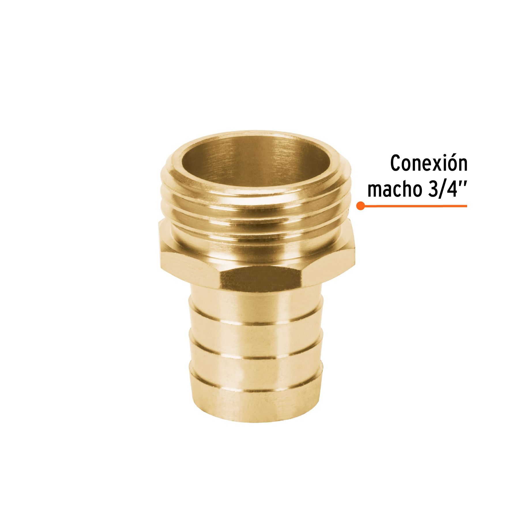 Conector 3/4' macho de latón sólido para manguera, TRUPER - Imagen 3