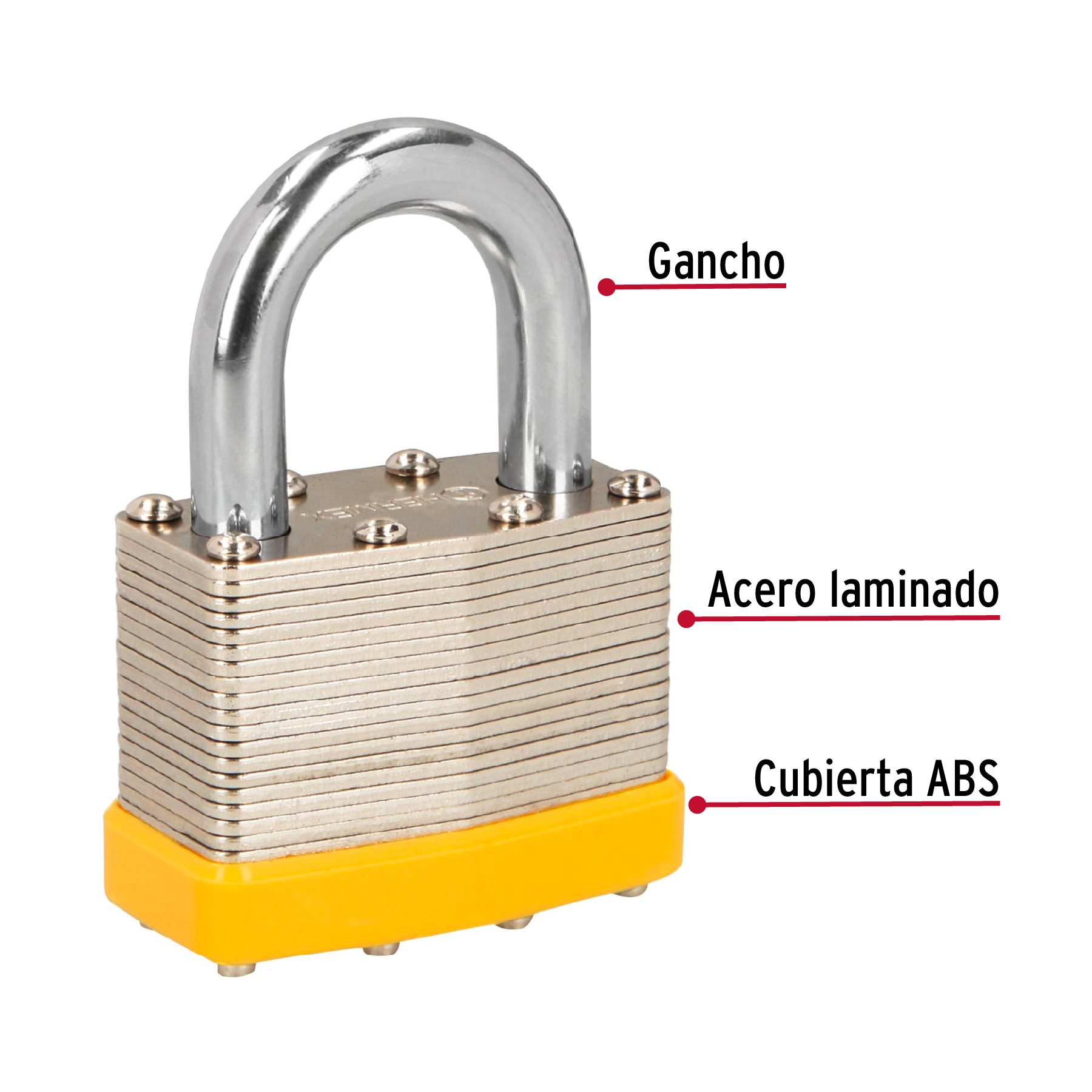Juego de 4 candados cuerpo laminado, 50 mm, HERMEX BASIC - Imagen 6