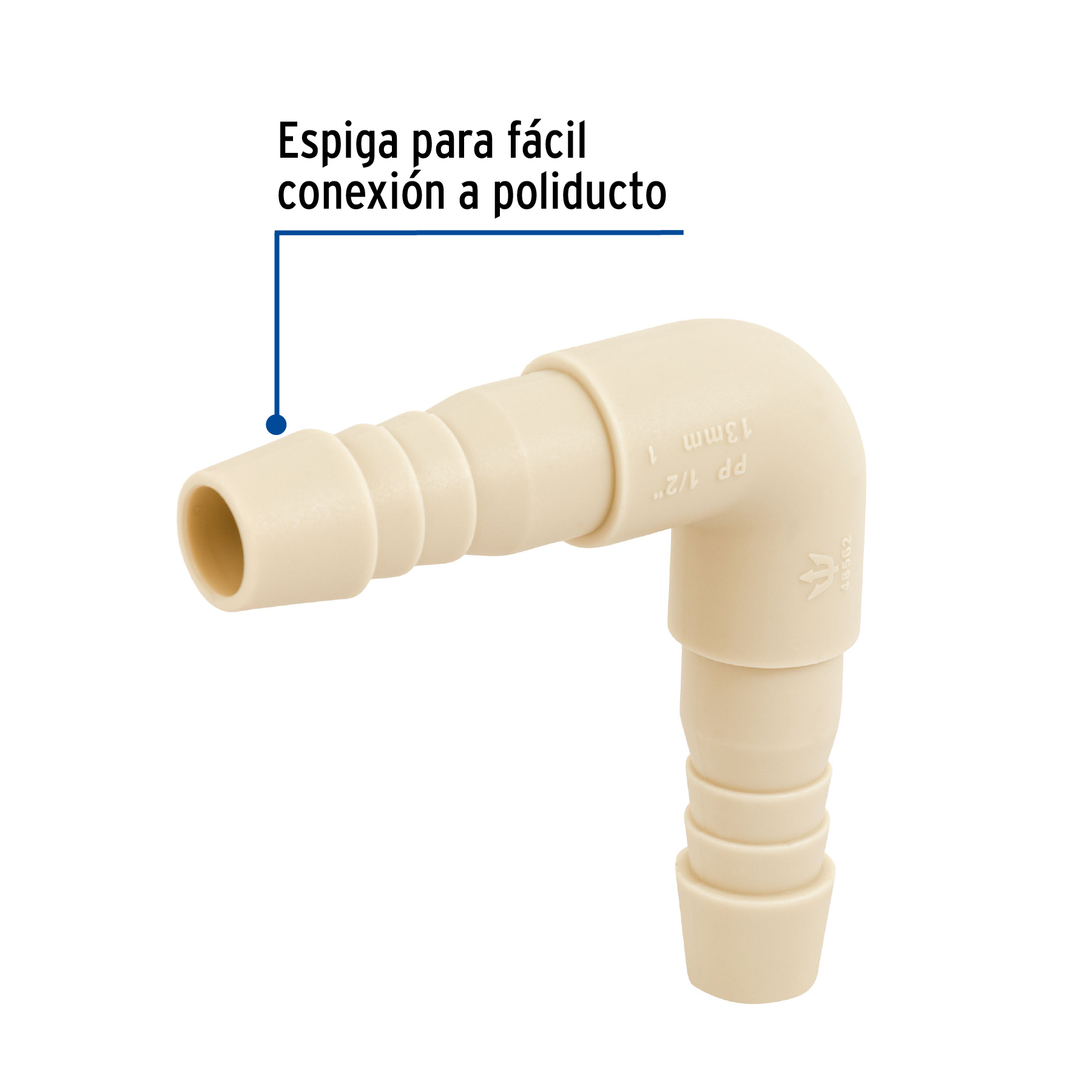 Codo 90° inserción de 1/2' de polipropileno, FOSET - Imagen 3