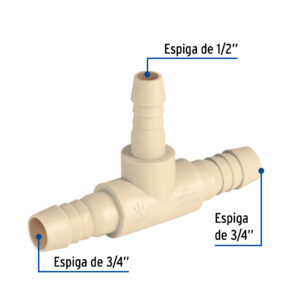 Tee reducida inserción central 3/4' x 1/2' de polipropileno - Imagen 5