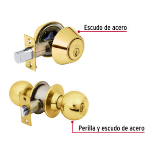 Combo cerraduras, llave-llave, latón brillante, HERMEX BASIC - Imagen 6