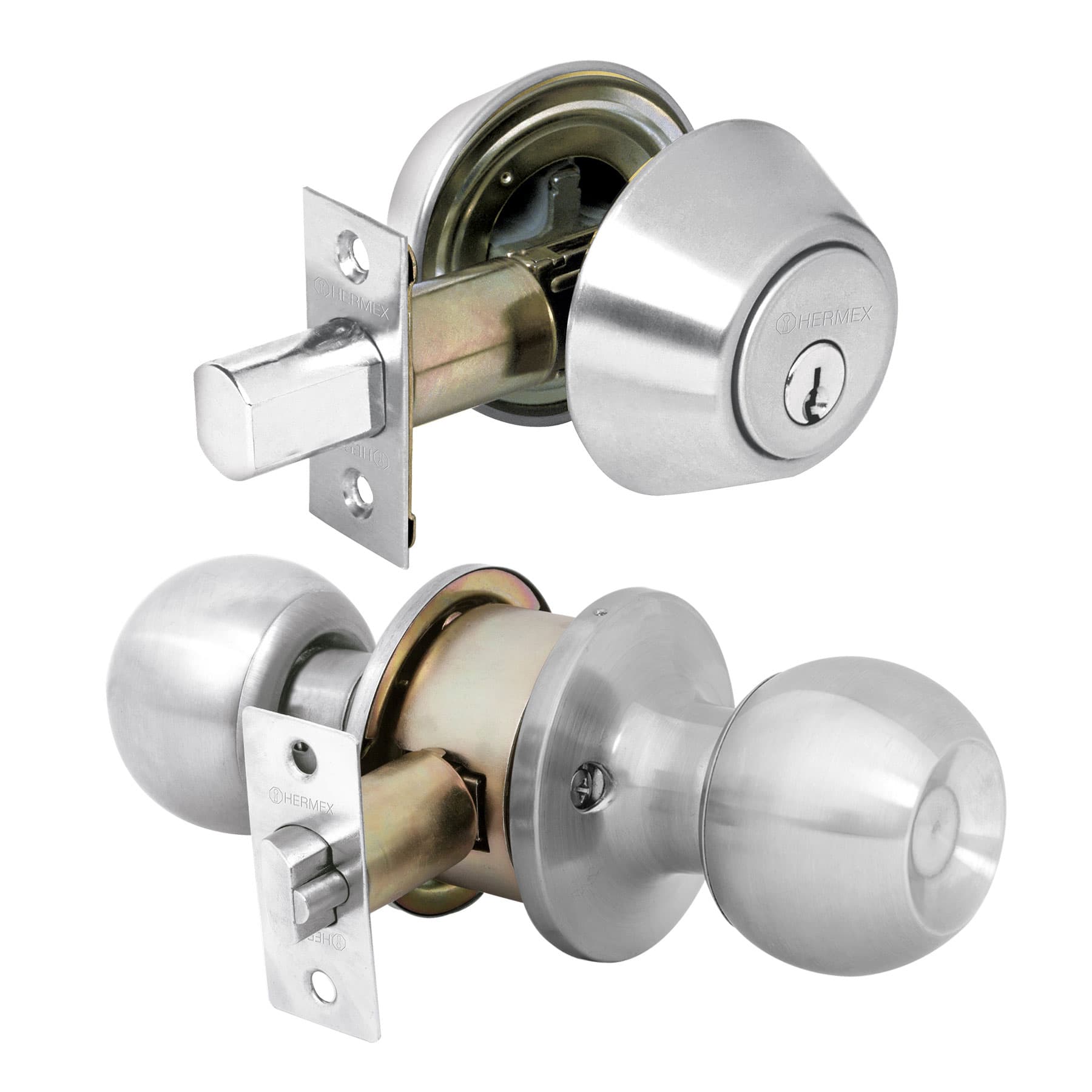 Combo cerraduras, llave-llave, cromo, HERMEX BASIC - Imagen 3