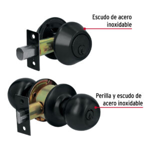 Combo cerraduras, llave-llave, negro, HERMEX BASIC - Imagen 3