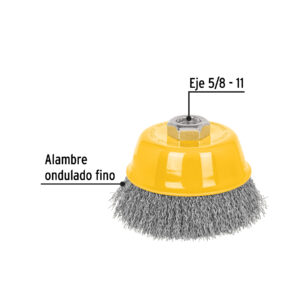 Carda copa 4' alambre ondulado fino, eje 5/8'-11, PRETUL - Imagen 3