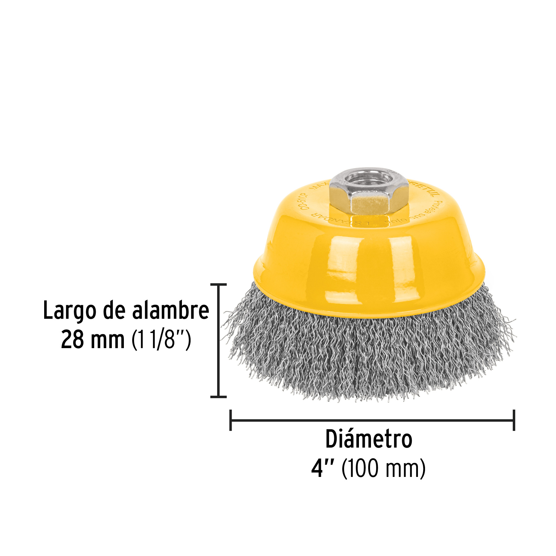 Carda copa 4' alambre ondulado fino, eje 5/8'-11, PRETUL - Imagen 4