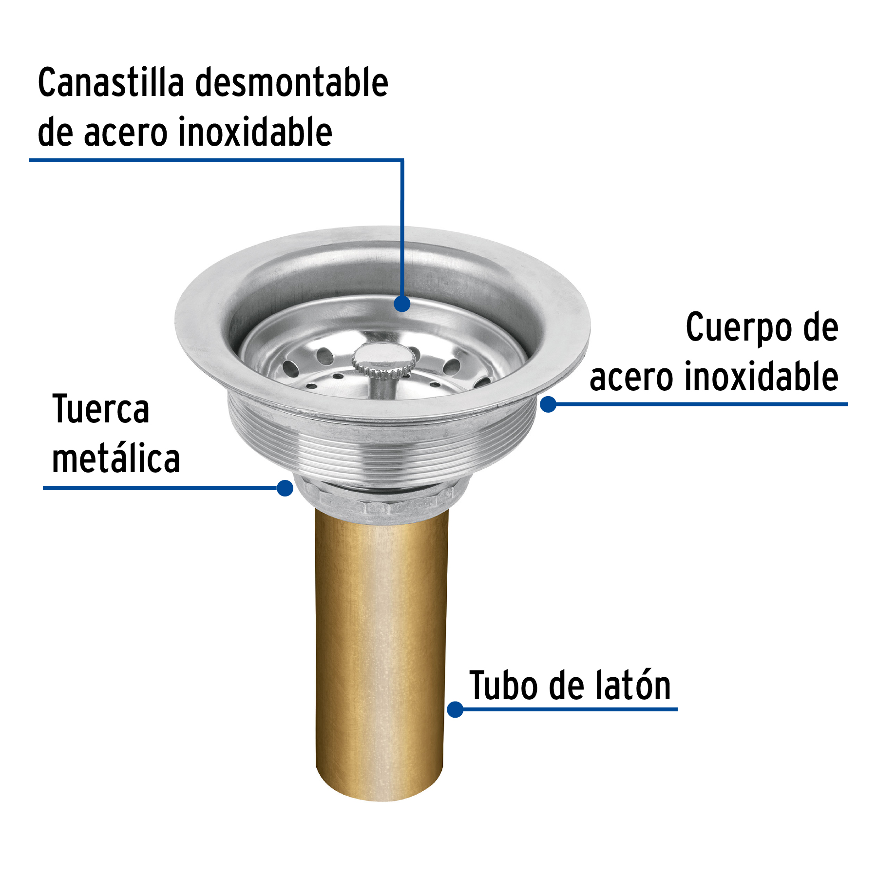 Contracanasta 3-1/2' inox, tubo latón, FOSET - Imagen 3